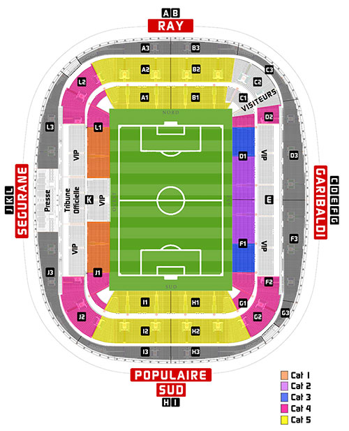 Plan Allianz Riviera Nice - Bordeaux