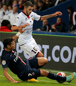 Valentin Eysseric et Thiago Silva (PSG - Nice)