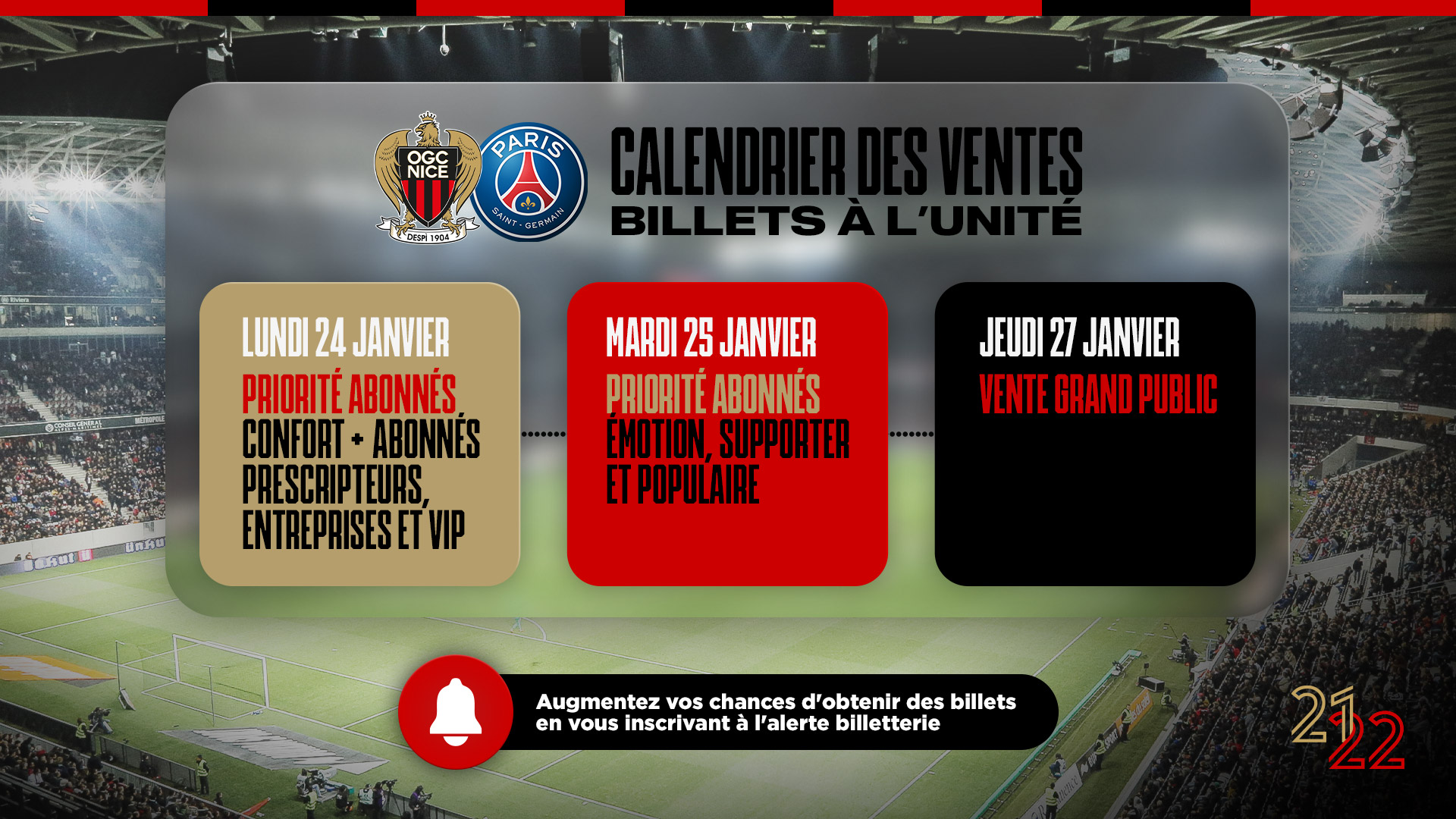 Billetterie Nice - PSG : Le calendrier des ventes